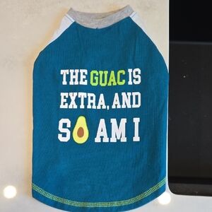 Teal Dog Shirt with Fun Avocado Print